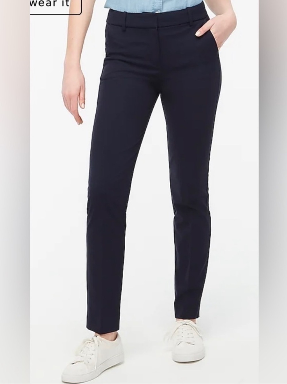 J.Crew Factory Ruby Full Length Pants in Navy Stretch Twill Size 14